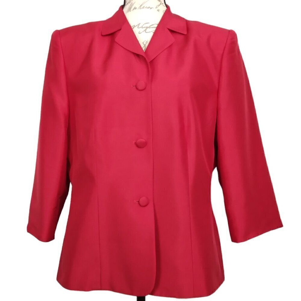 Judith Hart | 100% Silk Blazer Jacket Red | Size 14